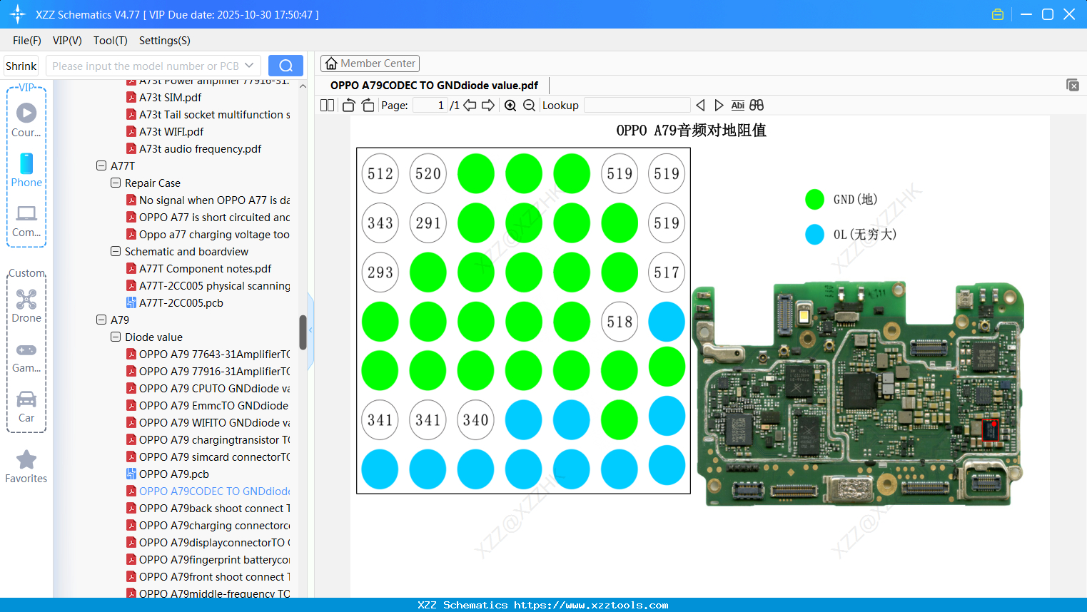 OPPO A79CODEC TO GNDdiode Value